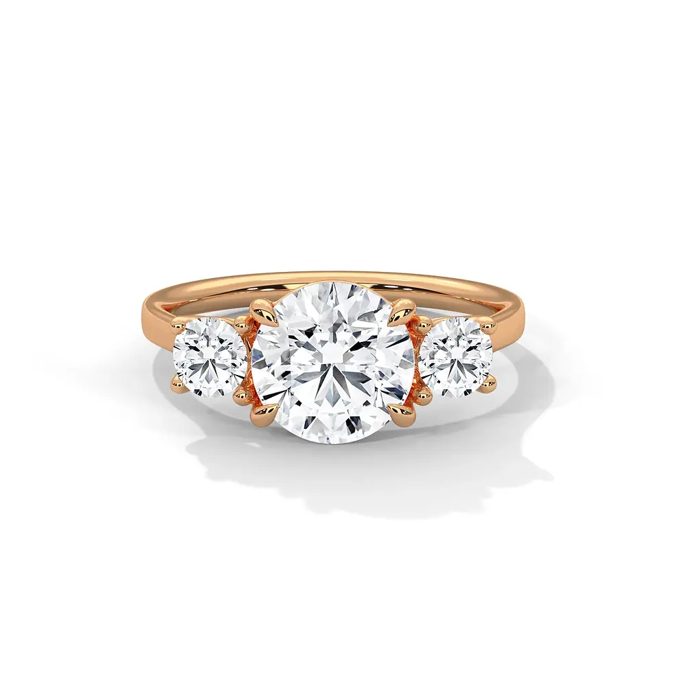 Miniature : Bague de fiançailles trilogie diamants ronds or rose vue de face PIRMA Paris