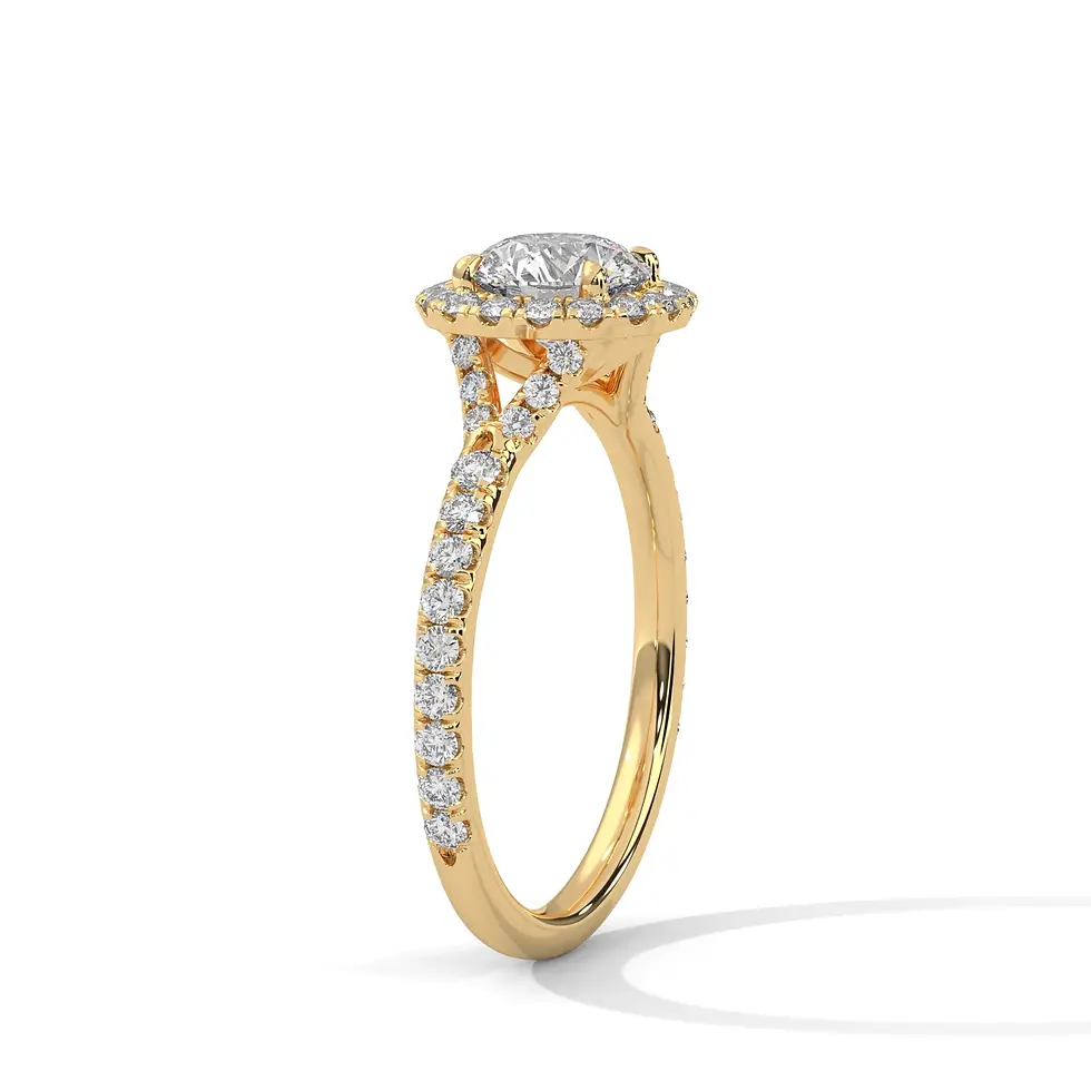 Miniature : Bague de fiançailles pavé double branche rond or jaune vue 3/4