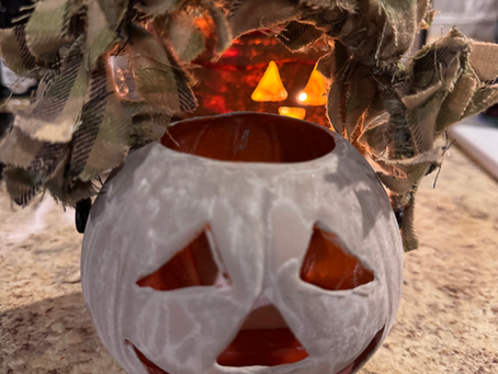 Faux concrete looking pumpkin!