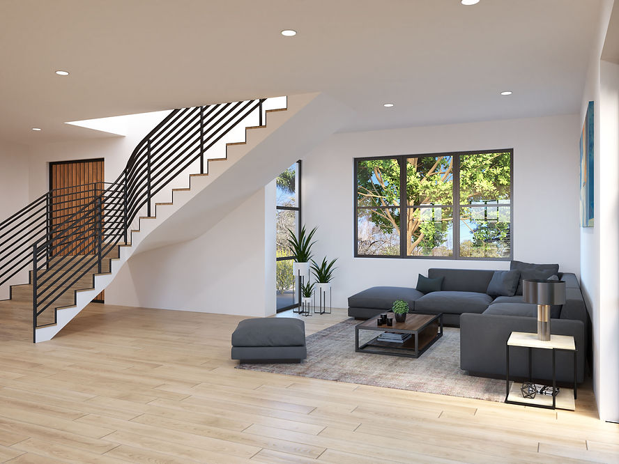 3D Interior rendering of the Family Room - Dimensions - Los Angeles