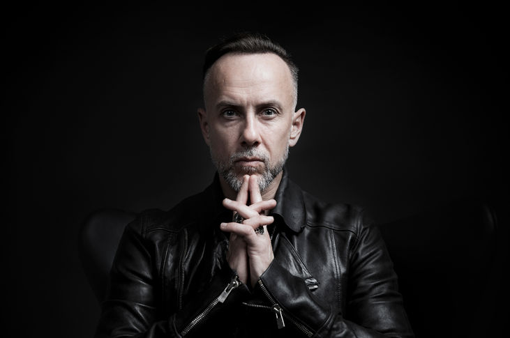 On studio head shot Nergal from Behemoth by photographer Terhi Ylimäinen.