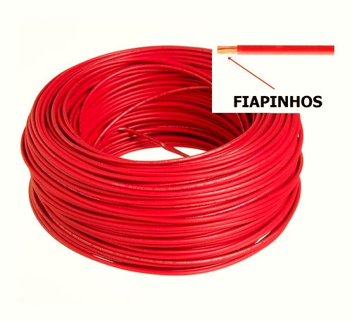 Miniatura: 100 Metros Cabinho Flexivel Bitola 20awg = 0,50mm Cor Vermelho 70° 300V Cobre NU