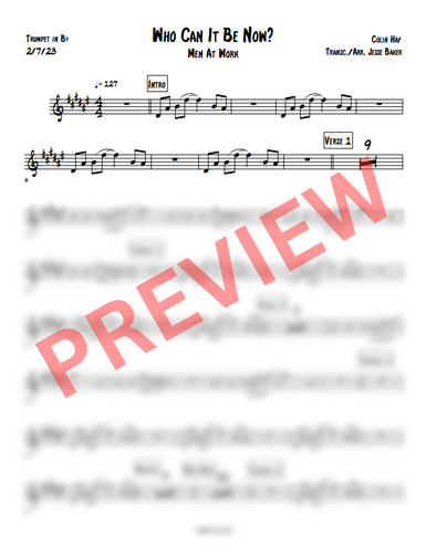 Who Can It Be Now? - Men At Work | Horn Chart Central