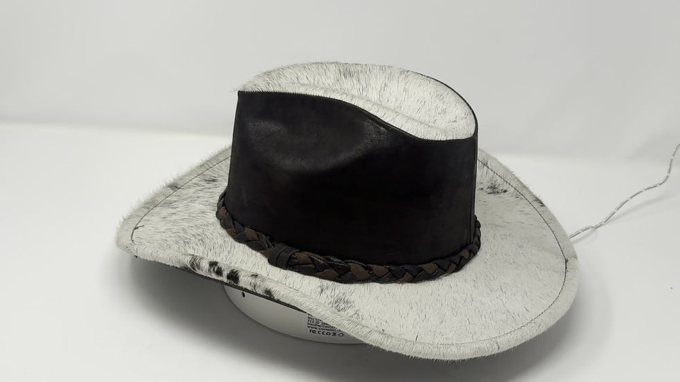 360 video of White Brindle cowhide & leather cowboy hat