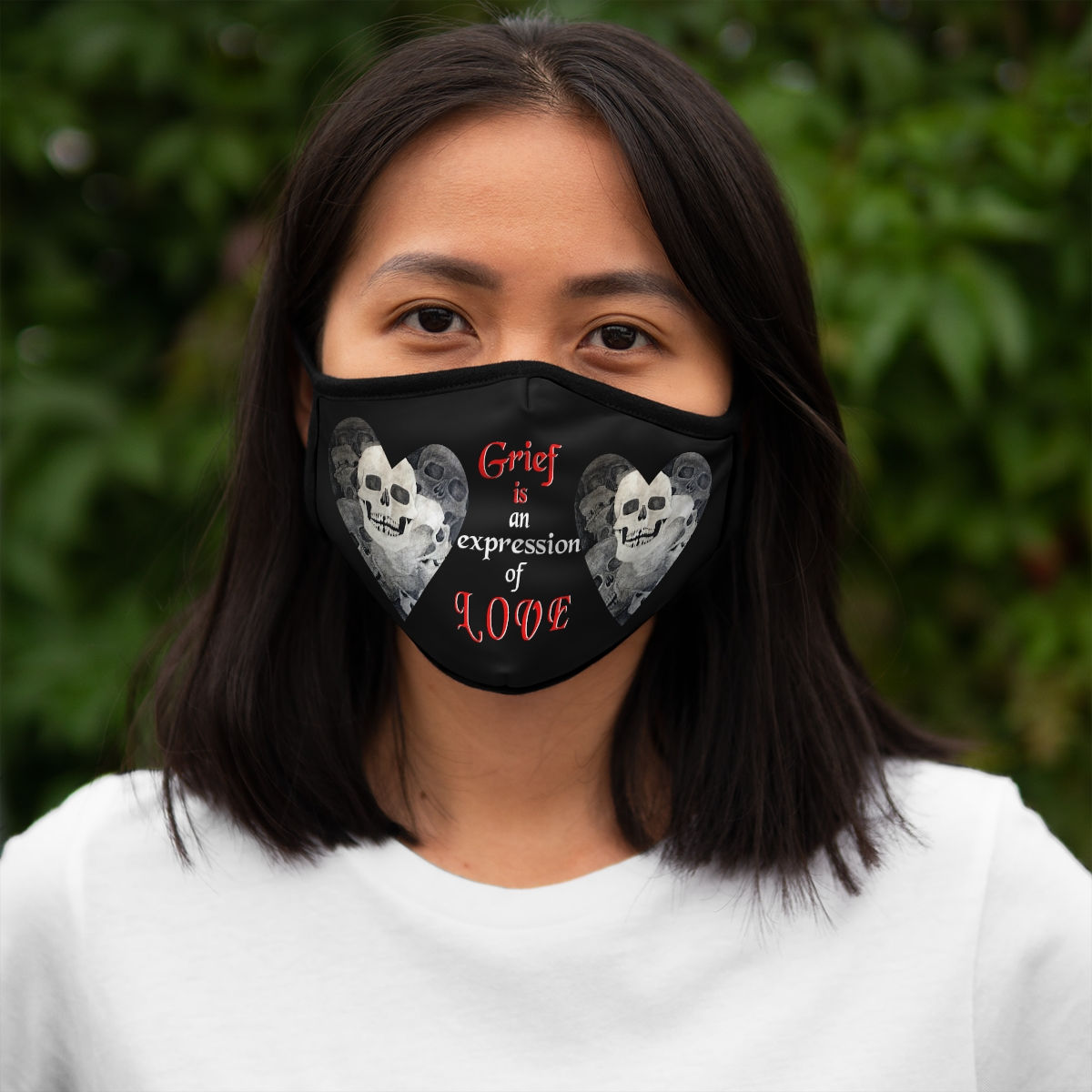 Grief is an Expression of L O V E Heart of Skulls Non-Medical Face Mask