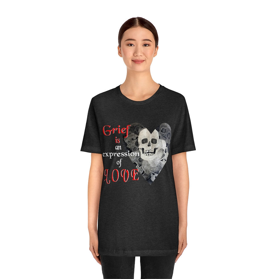 Thumbnail: Grief is an Expression of L O V E Heart of Skulls Unisex Jersey Short Sleeve Tee