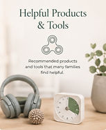 Calm neutral-toned resource collection supporting neurodiversity, sensory needs, sleep and family wellbeing.
