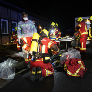 Einsatzkräfte bei einem Einsatz