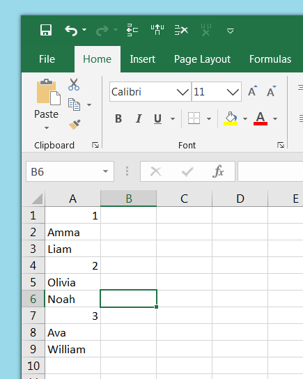 Columnize a List of Fields Using Excel 2016 on Windows 7