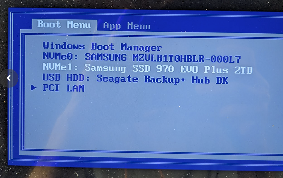 Boot from the Samsung SSD 970 EVO Plus