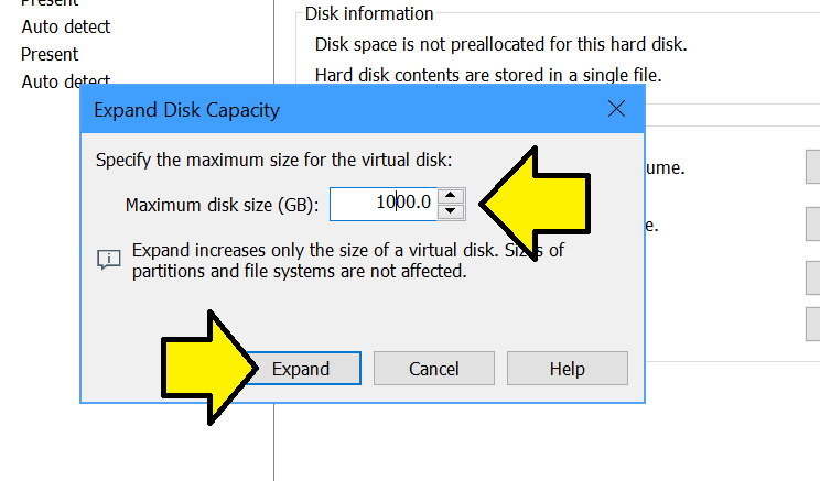 Expand the disk