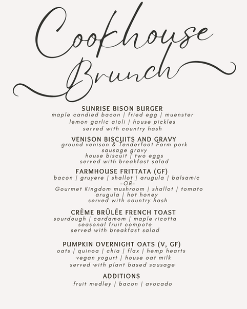 Brunch Menu for Tennessee Pass Cookhouse Summer