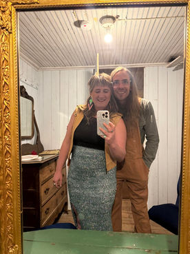 Bekah and Blue Backstage at the Tabor Opera House for 24 Hour Theater Fest