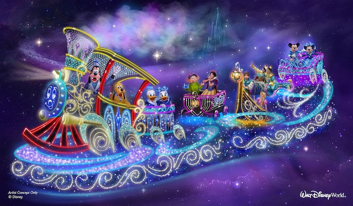 High angle view of a theme park crowd enjoying a ride