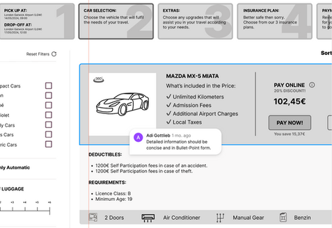 Comments on Design for car rental website