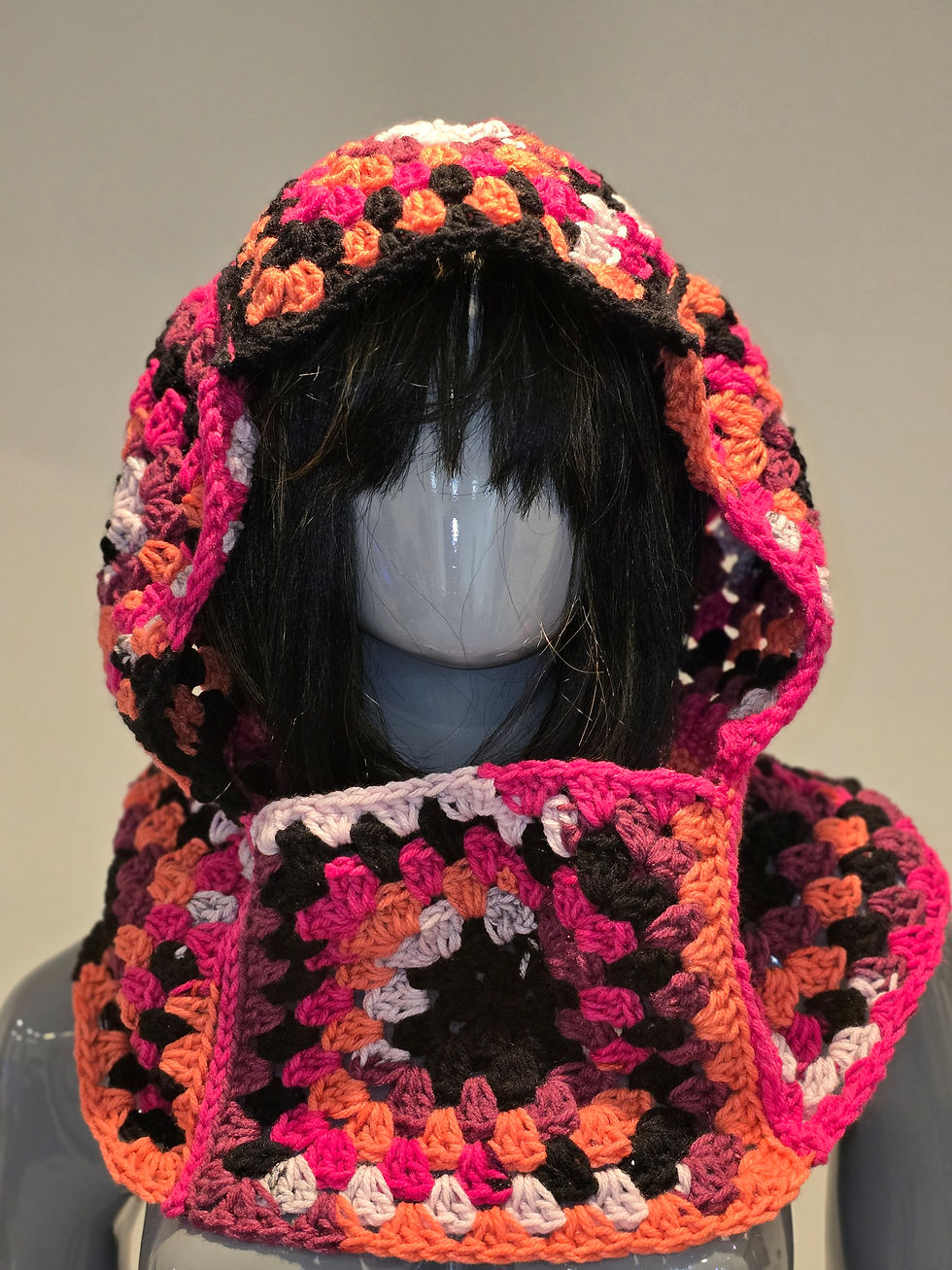 Granny Square Balaclava - hood and scarf combo - Love Is In The Air