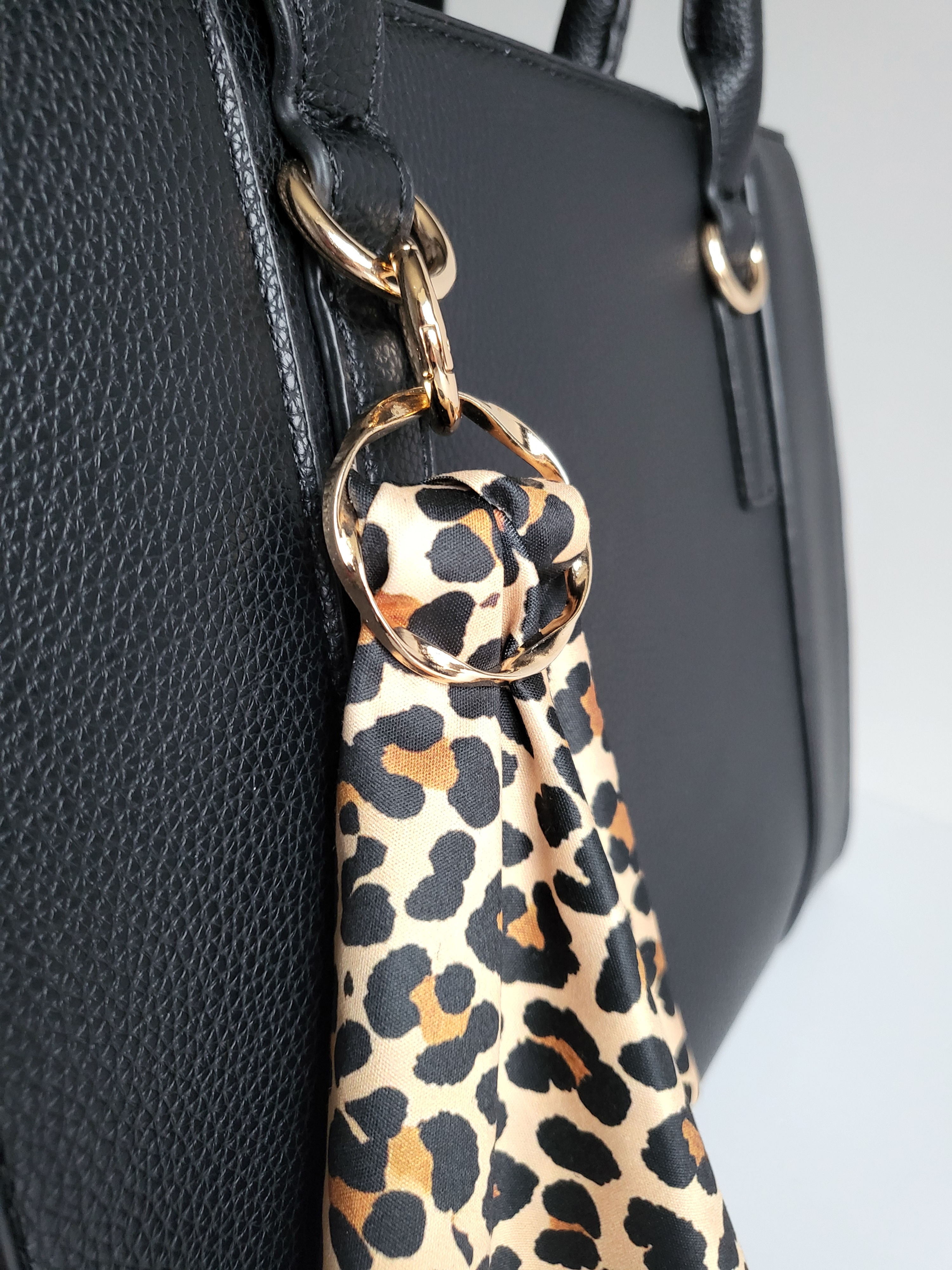 Leopard print scarf, ring and keyring clasp set