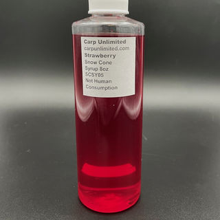 Bottle of strawberry snow cone syrup