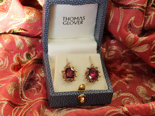 Victorian Garnet Earrings in a Christmas Setting