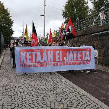 FINLNAD - Determined anti-fascist demonstration.