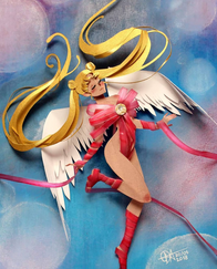 Sailor Moon com asas de anjo e fitas