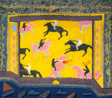 Horses in yellow