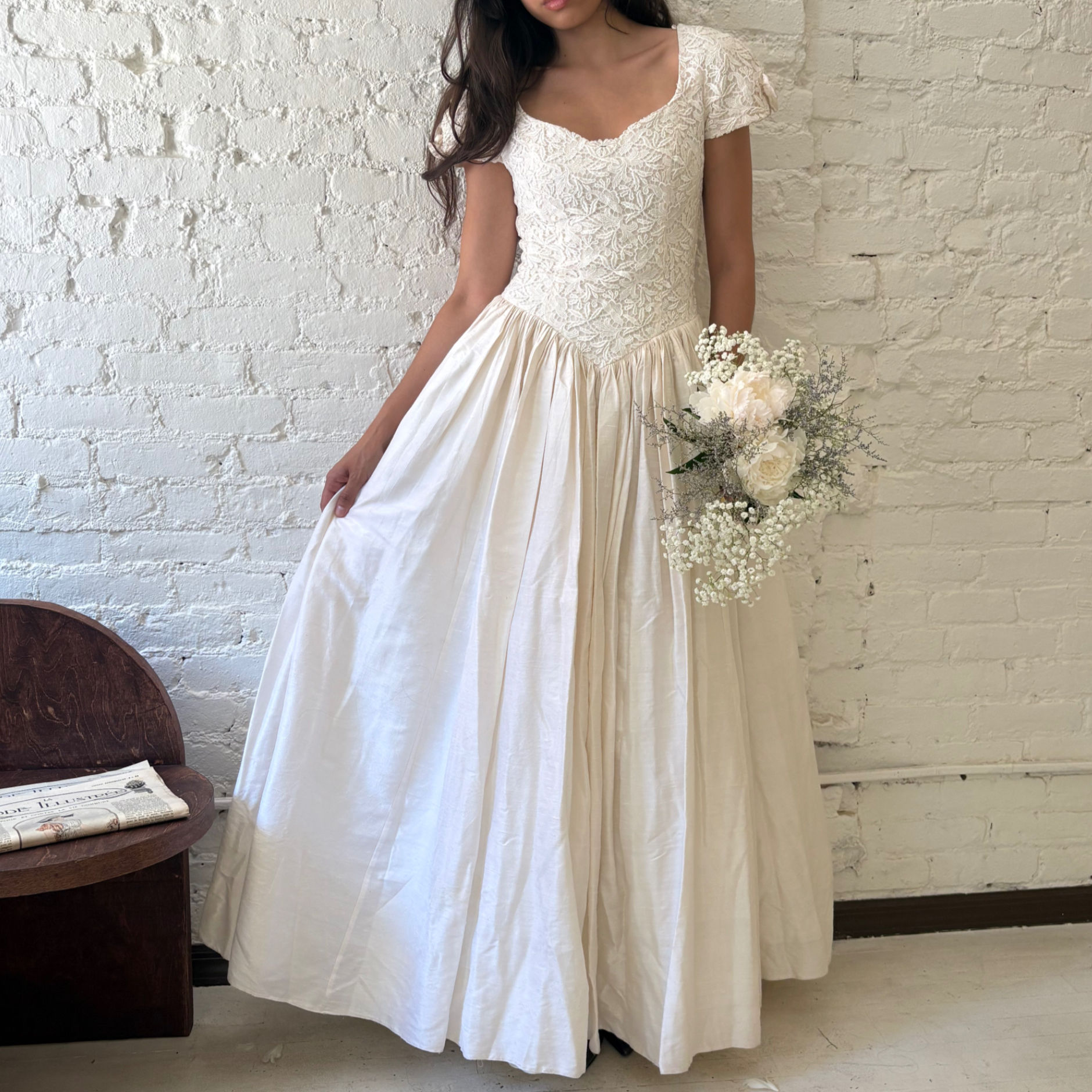 1990's Raw Silk Wedding Gown
