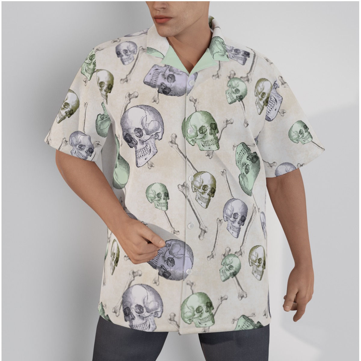 Skulls & Bones Button-up Hawaiian Shirt