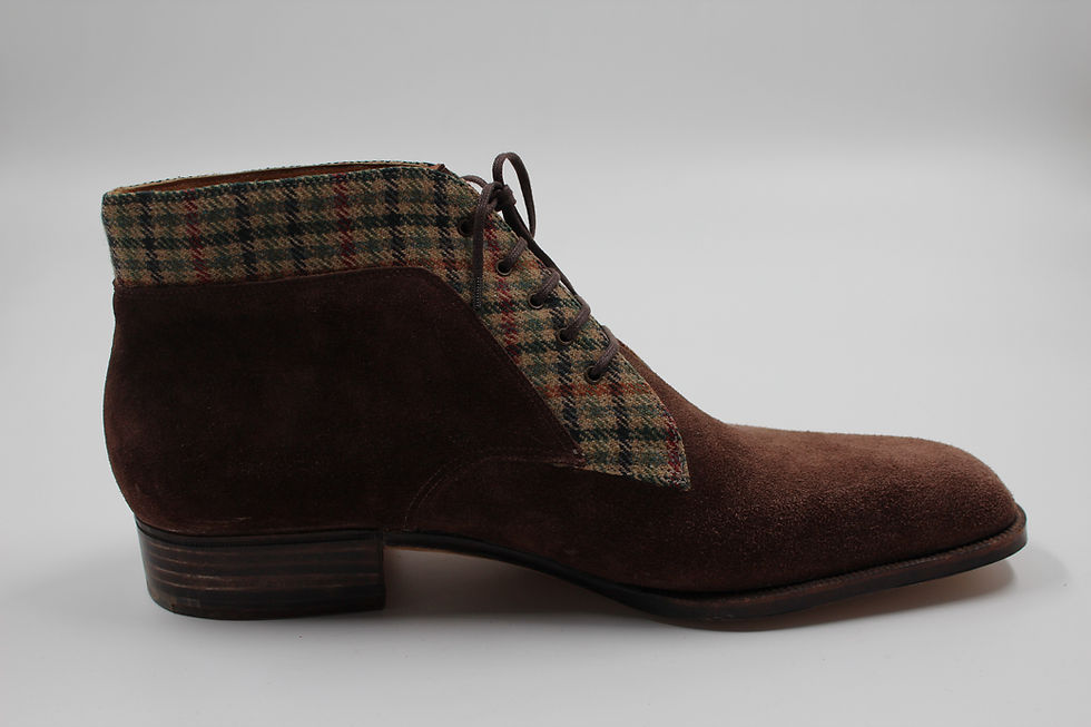Miniature : Chukka veau velours marron et tweed