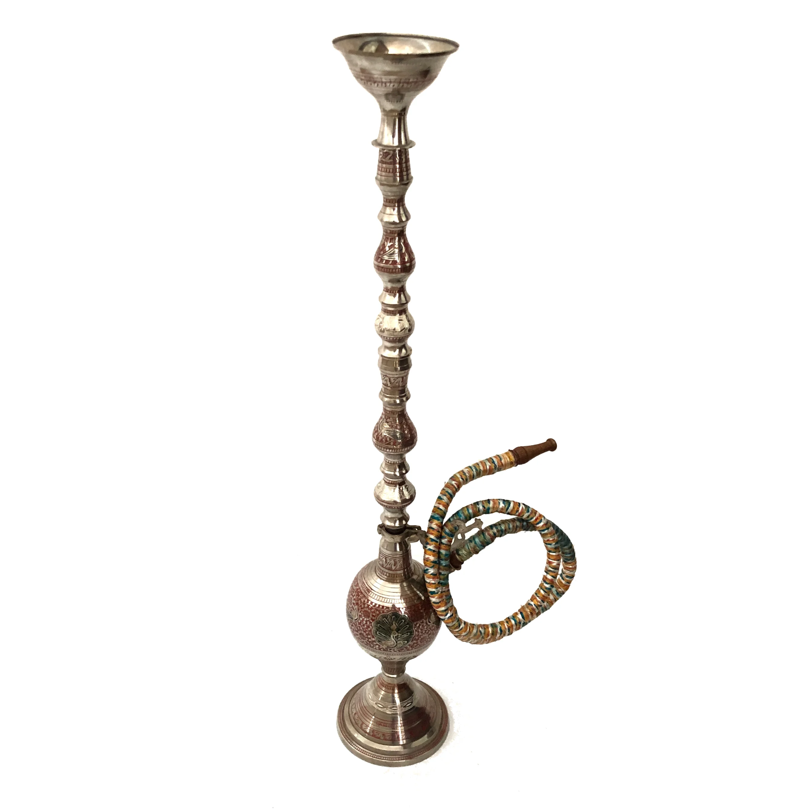 Vintage Late 20th Century White Br And Enamel Hookah Or Sheesha Vintage Late 20th Century White Br