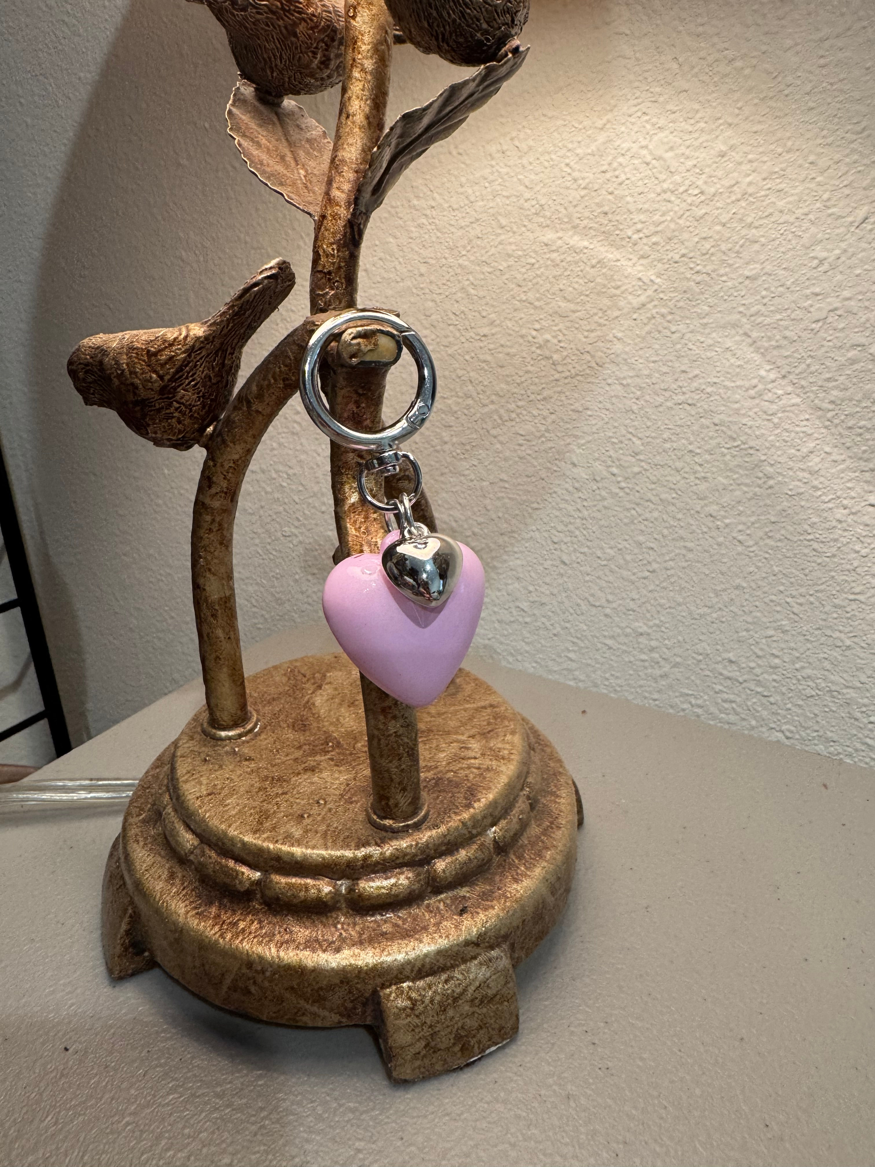 Purple and Silver Double Heart Charm