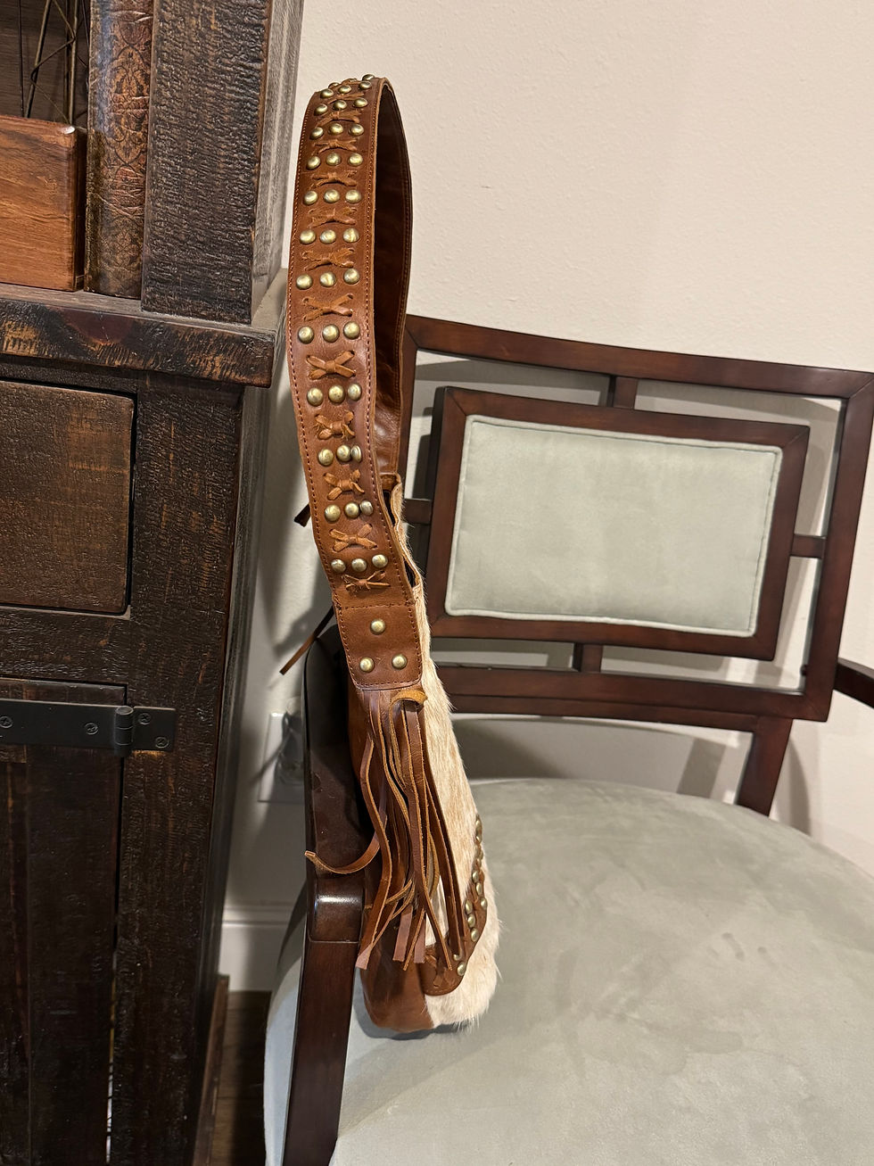 Thumbnail: Cowhide and Leather Shoulder Tote