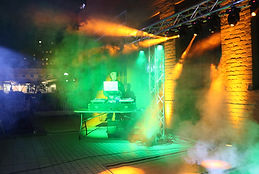 DJ Lighting and beams with fog setup