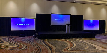 Three projection screen stage setup corporate event Phoenix AZ