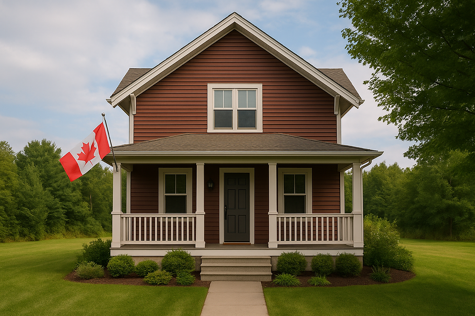 Canadian suburban home with a Canadian flag, representing alternatives to selling your home after death and legacy estate planning in Canada.