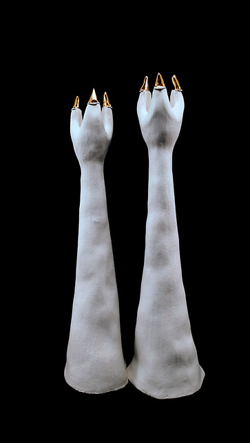 Candlesticks, claws, porcelain