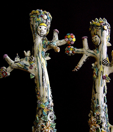 Sprite, Candlesticks, porcelain, sculpture, baroque, bev milward