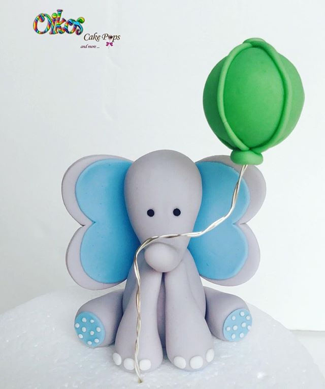 Cute Elephant 🐘🎈_#oikoscakepops #fondant #fondantfigure #elephant #caketopper #handmade #ballon #g