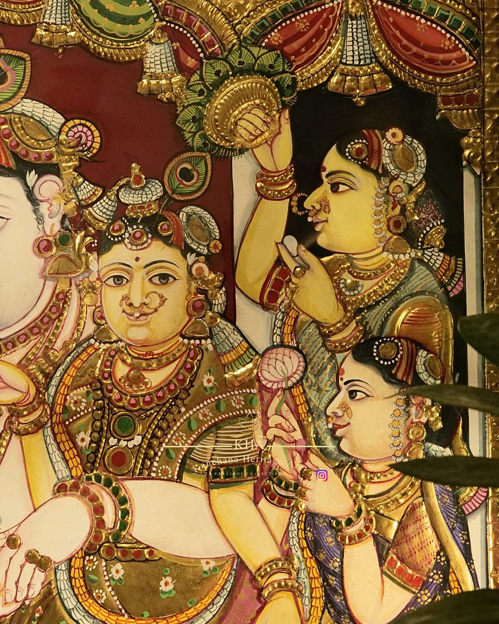 Thumbnail: Krishna Darbar Tanjore Painting