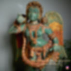 Verdigris turquoise standing wooden angels