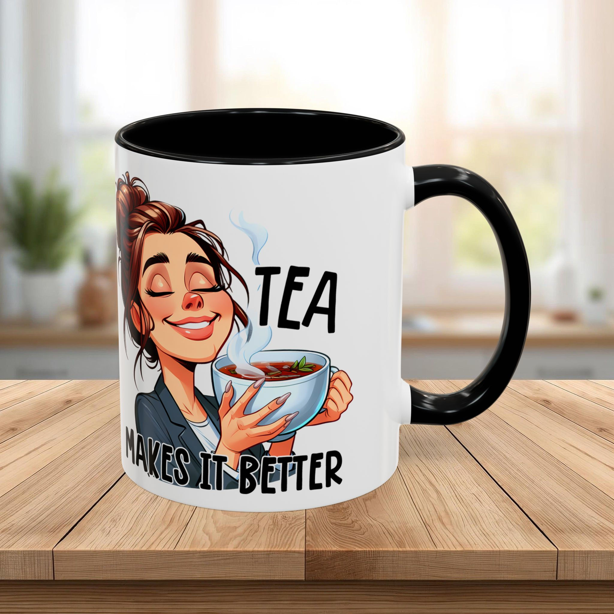 Tea Makes It Better Accent Coffee Mug — Funny Tea Lover Gift (11/15oz)