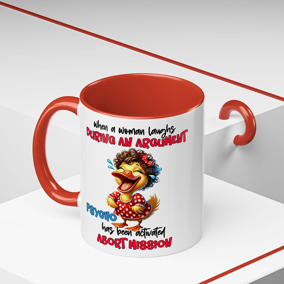 Thumbnail: Coffee Mug — Funny Duck Design "When a Woman Laughs During an Argument"