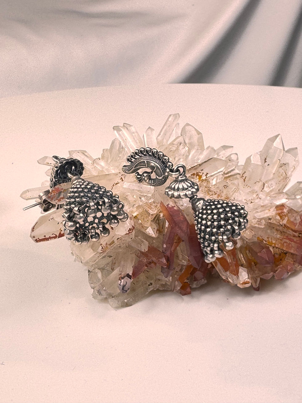 Miniature : Boucles d’oreilles indienne en argent massif 
