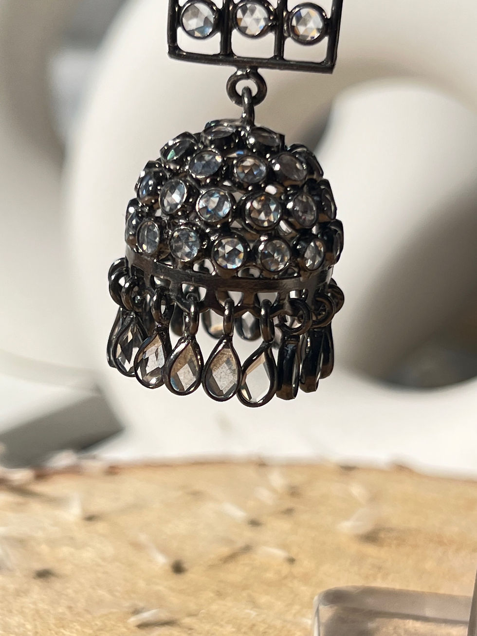 Miniature : Boucles d'oreilles en argent massif et cristal