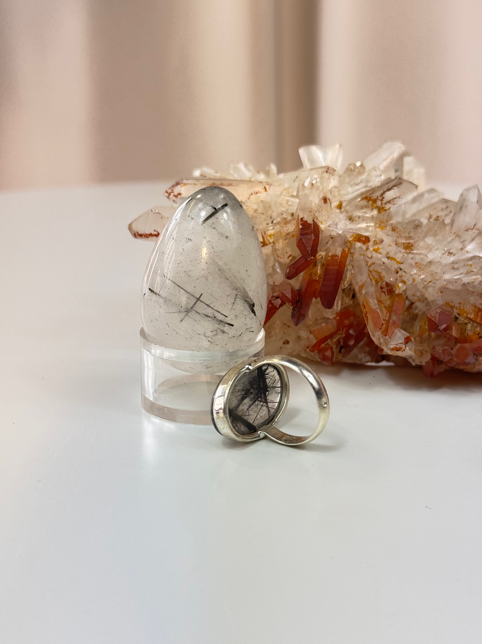 Miniature : Bague indienne en cristal rutile noir 