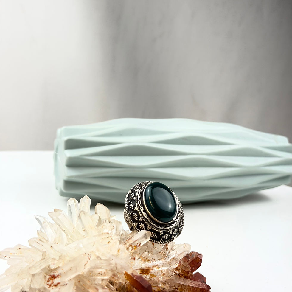 Miniature : Bague afghan en agate vert 