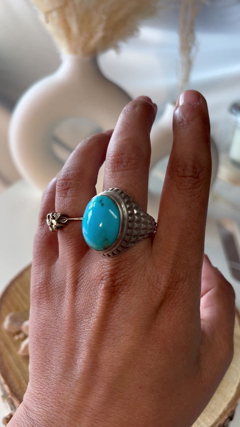 Miniature : Bague afghane en turquoise 