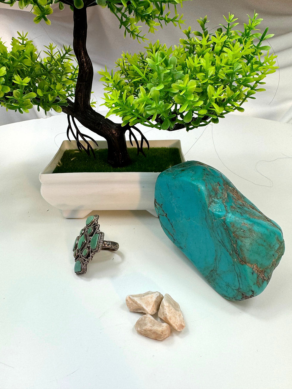 Miniature : Bague indienne en argent et turquoise 