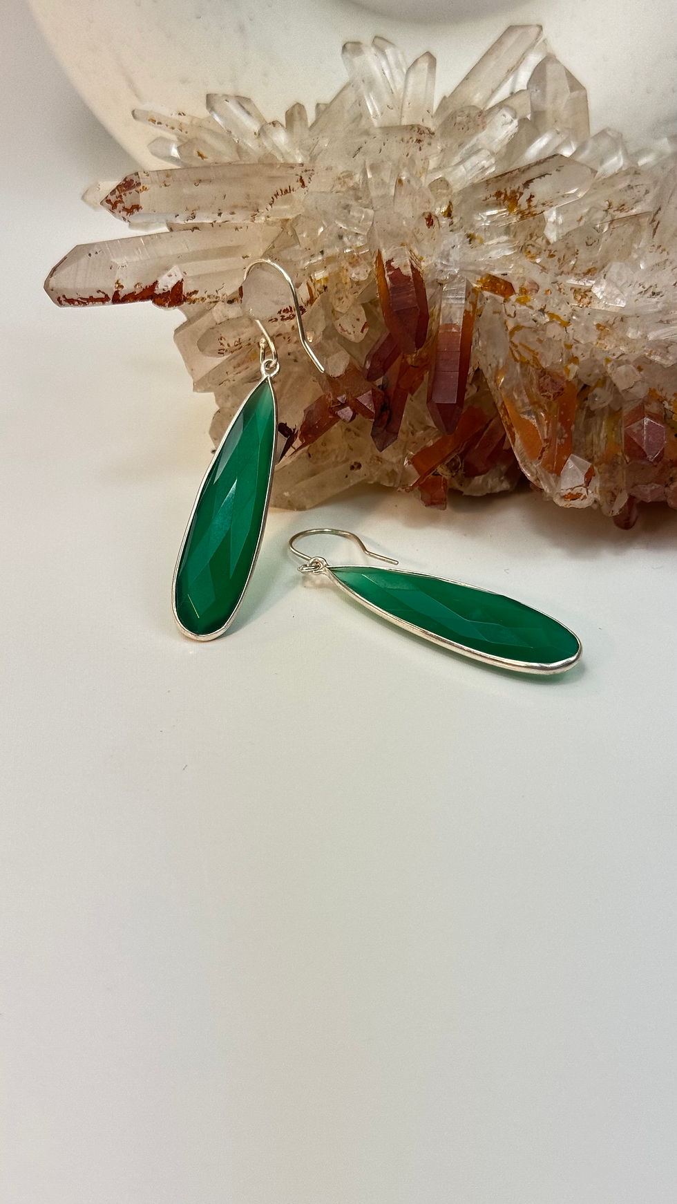 Miniature : Boucles d’oreilles en argent et agate vert 