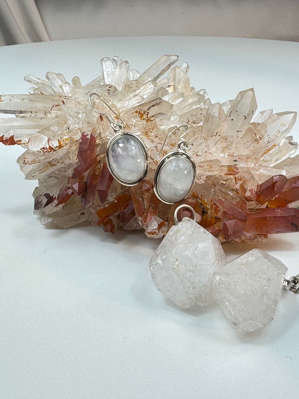 Miniature : Boucles d’oreilles en argent et pierre de lune 